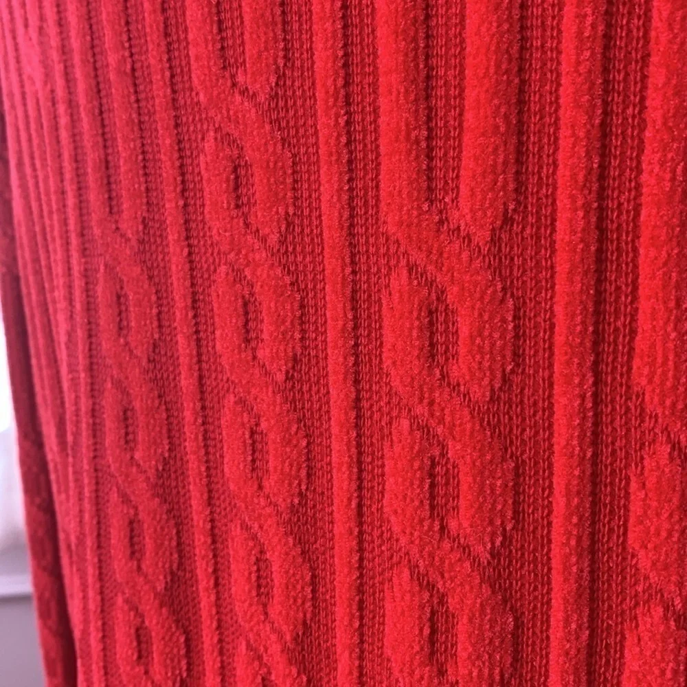 Lola Made in Italy Red Black Cable Knit Fur Collar Duster Cardigan Coat 8 44 - Picture 14 of 17